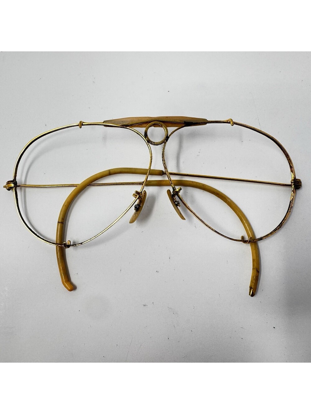 Vintage B&L Ray-Ban Shooter Bullet Hole Gold Aviator Frames USA